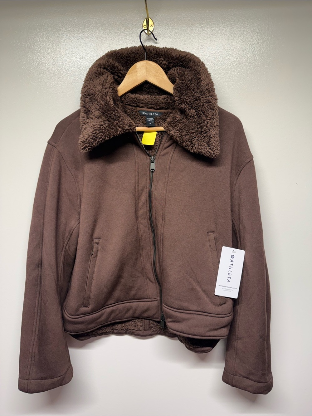 Athleta Women's Chocolate Brown Sherpa-Collar Zip Jacket